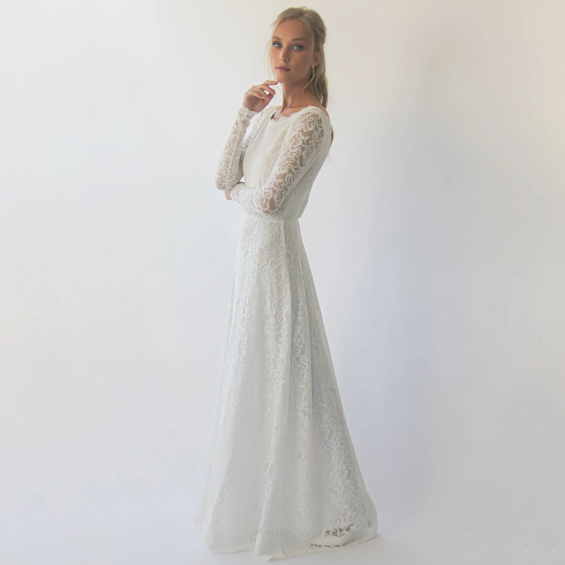 Boat neckline dress #1297