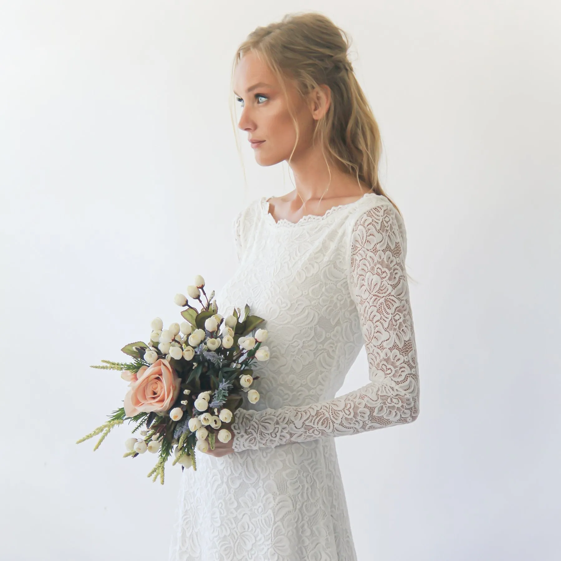 Boat neckline dress #1297