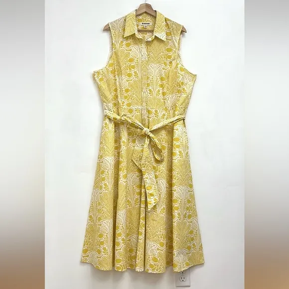 Boden Amy Sleeveless Midi Fit &amp; Flare Shirt Dress Passionfruit Gardenia - 16-18