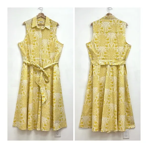 Boden Amy Sleeveless Midi Fit &amp; Flare Shirt Dress Passionfruit Gardenia - 16-18
