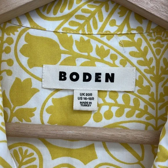 Boden Amy Sleeveless Midi Fit &amp; Flare Shirt Dress Passionfruit Gardenia - 16-18