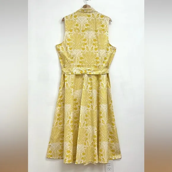 Boden Amy Sleeveless Midi Fit &amp; Flare Shirt Dress Passionfruit Gardenia - 16-18