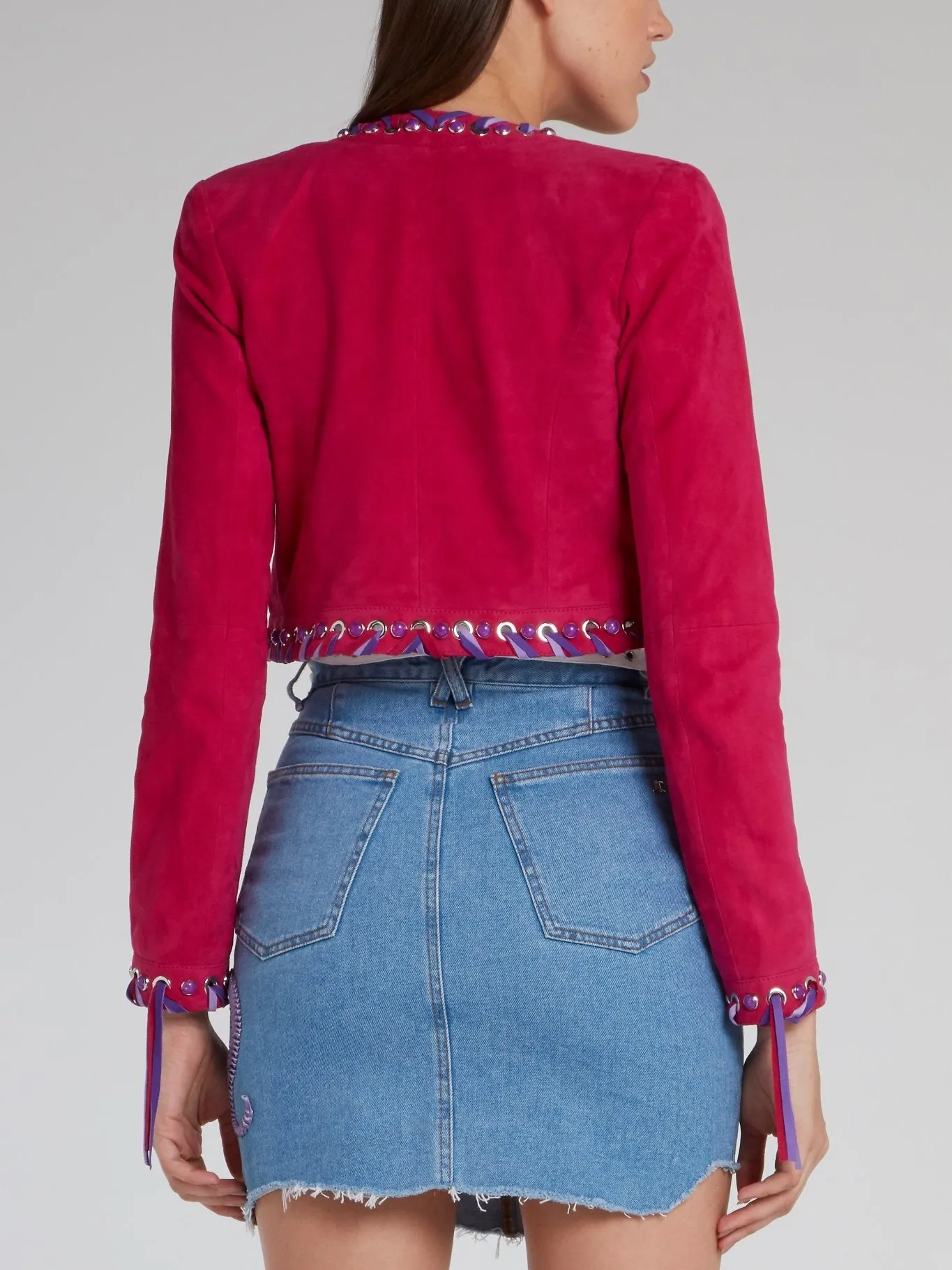 Burgundy String Detail Cropped Jacket