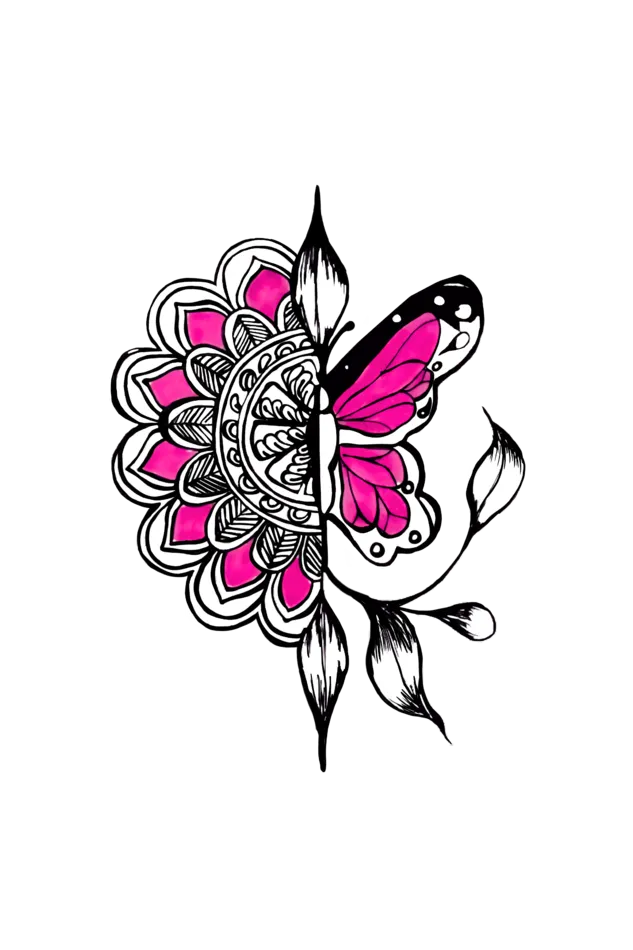 Butterfly Doodle - Oversized Classic T-Shirt - Dark