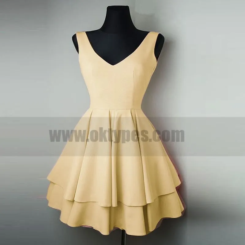 Cheap Short Simple V Neck Black Homecoming Dresses Online, TYP0801