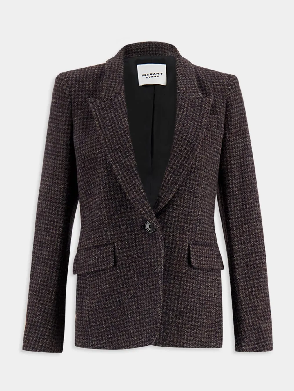 Check-Pattern Wingle-Breasted Blazer
