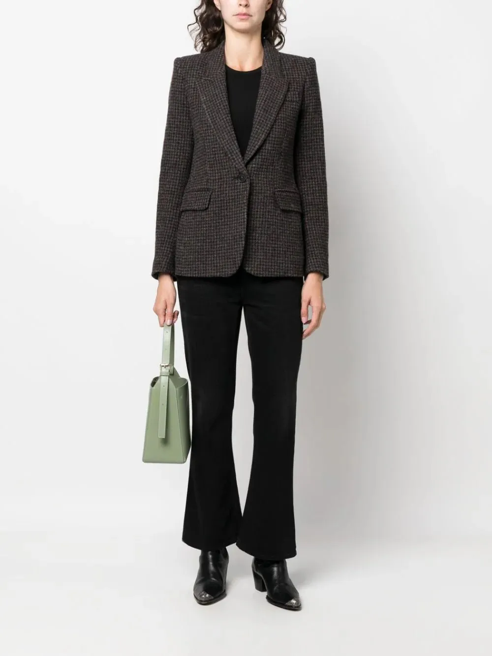 Check-Pattern Wingle-Breasted Blazer