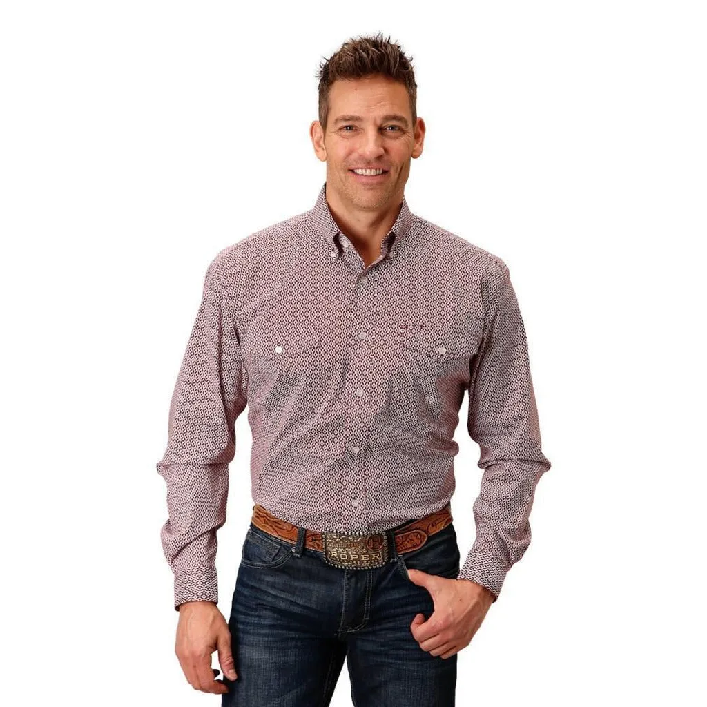 CL03-001-0325-4026 Mens L/S Shirt Roper Climbing Diamonds Print