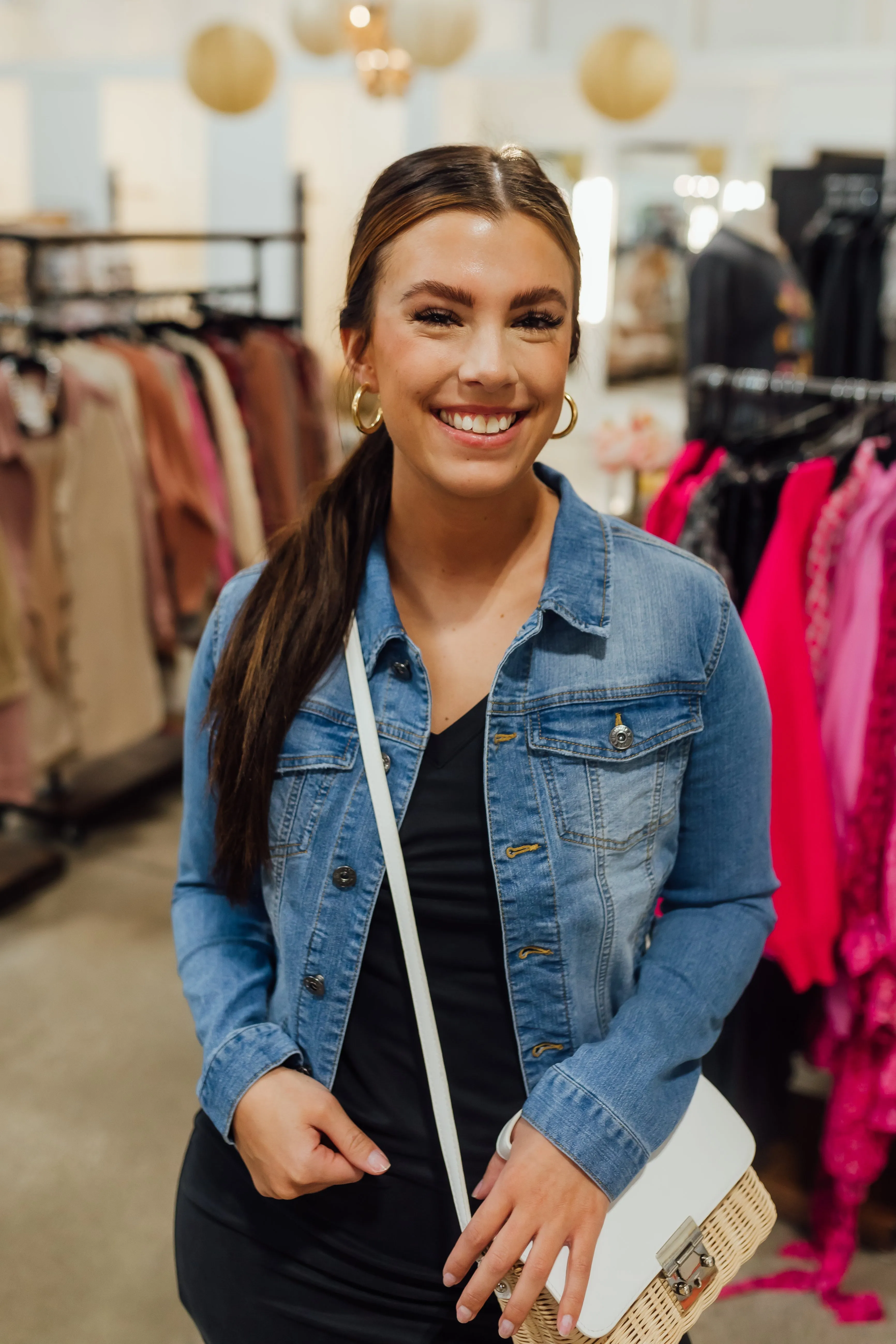 classic denim jacket in medium wash