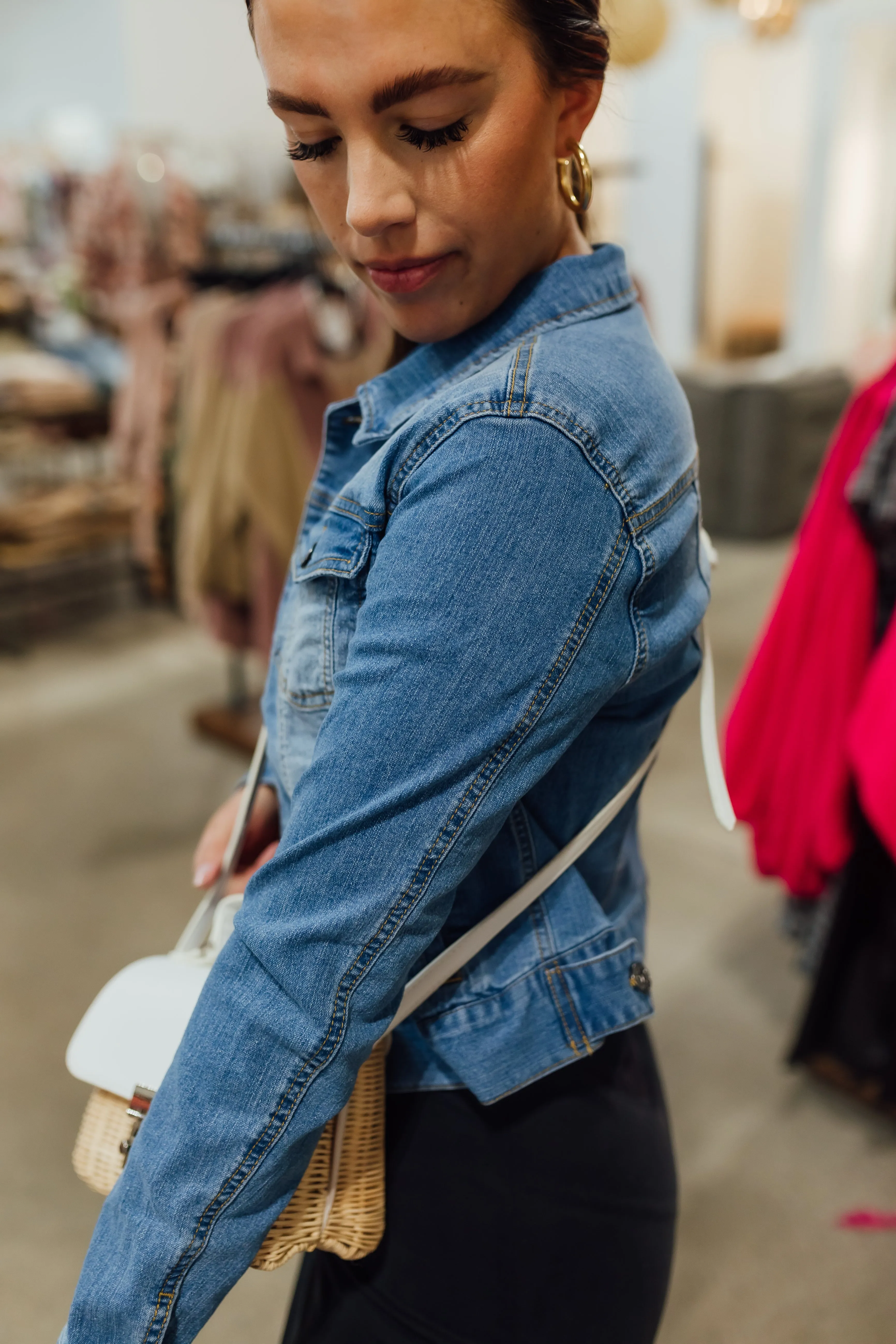 classic denim jacket in medium wash