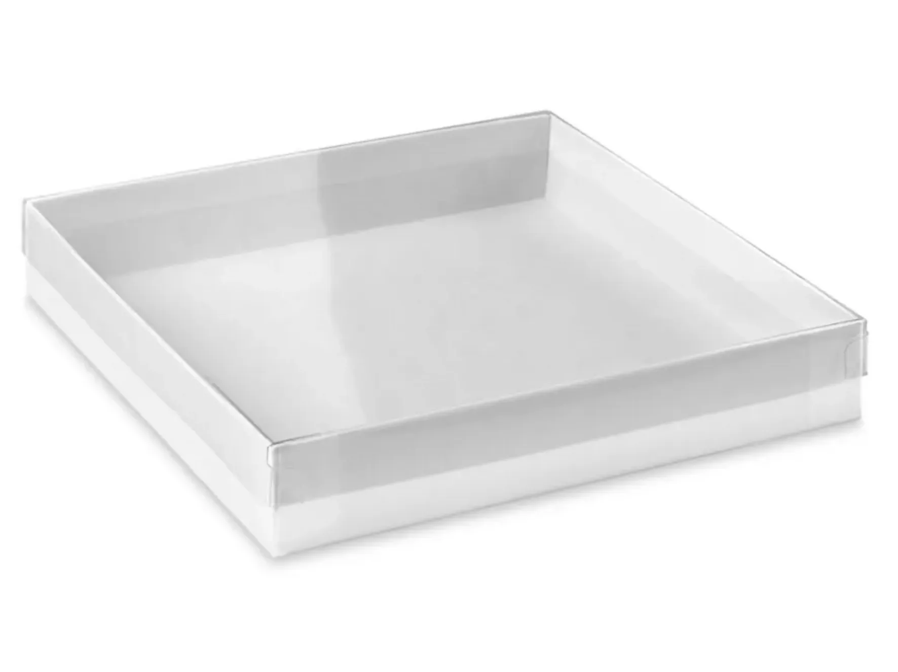 Clear Lid Boxes with White Base - 6 x 6 x 1"