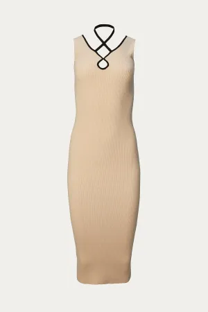 COTTON KEY HOLE KNIT DRESS