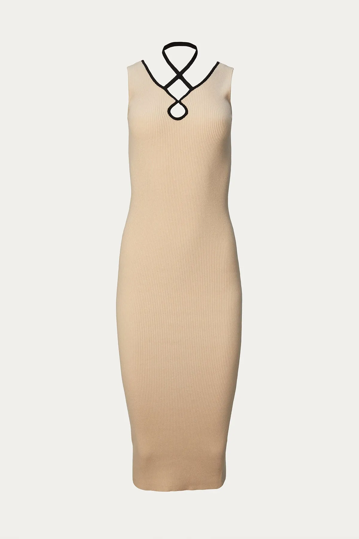 COTTON KEY HOLE KNIT DRESS