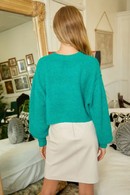 CREW NECK CROP SWEATER