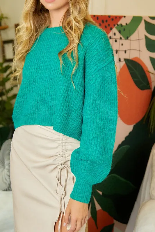 CREW NECK CROP SWEATER