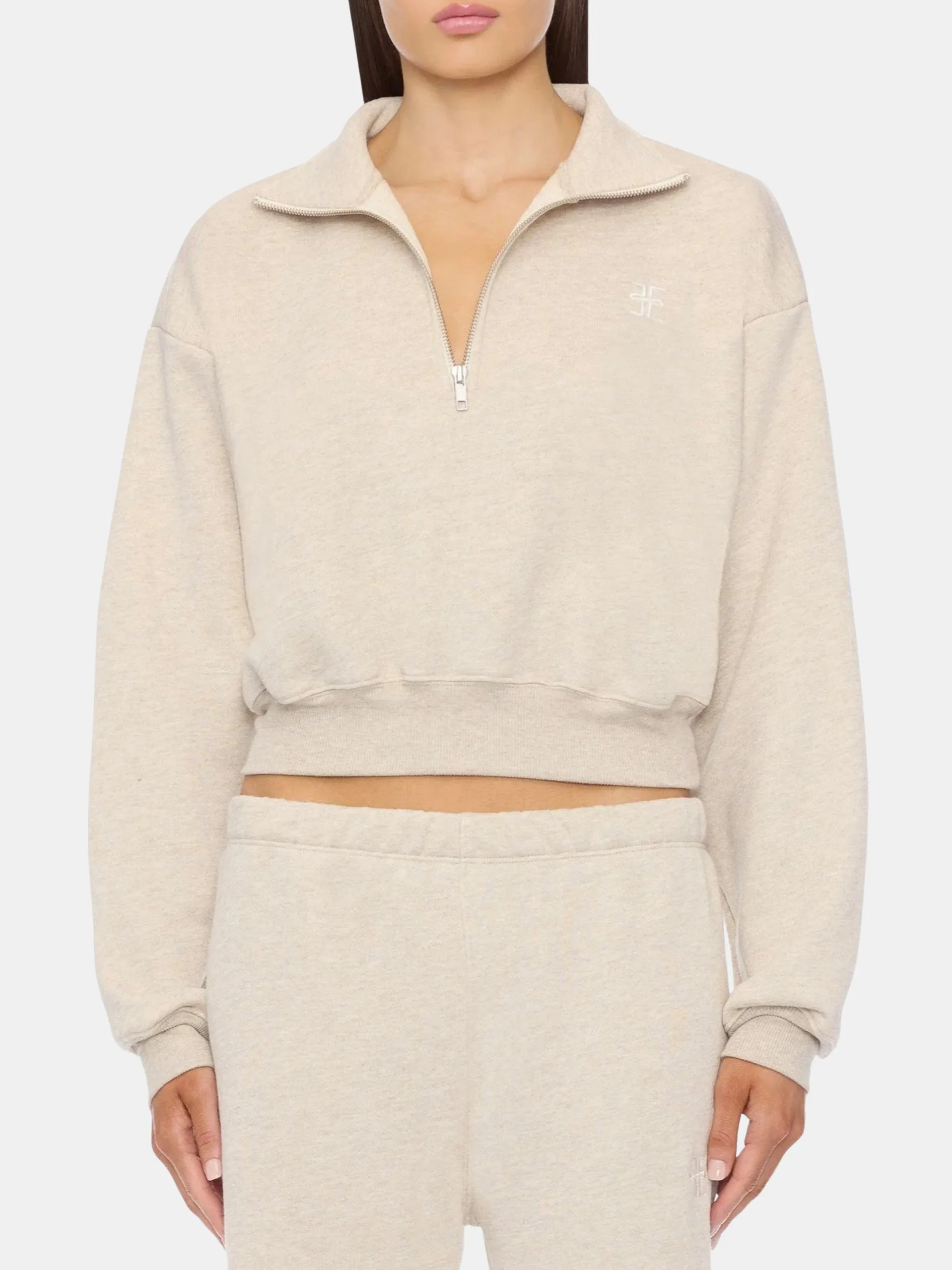 Cropped Half-Zip Sweatshirt
