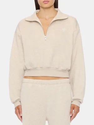 Cropped Half-Zip Sweatshirt