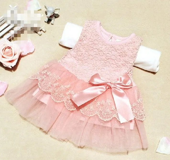 Cute Infant Baby Outfits Kids Children Lace Voile Wedding Party Dresses Girls Clothes