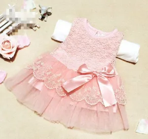 Cute Infant Baby Outfits Kids Children Lace Voile Wedding Party Dresses Girls Clothes