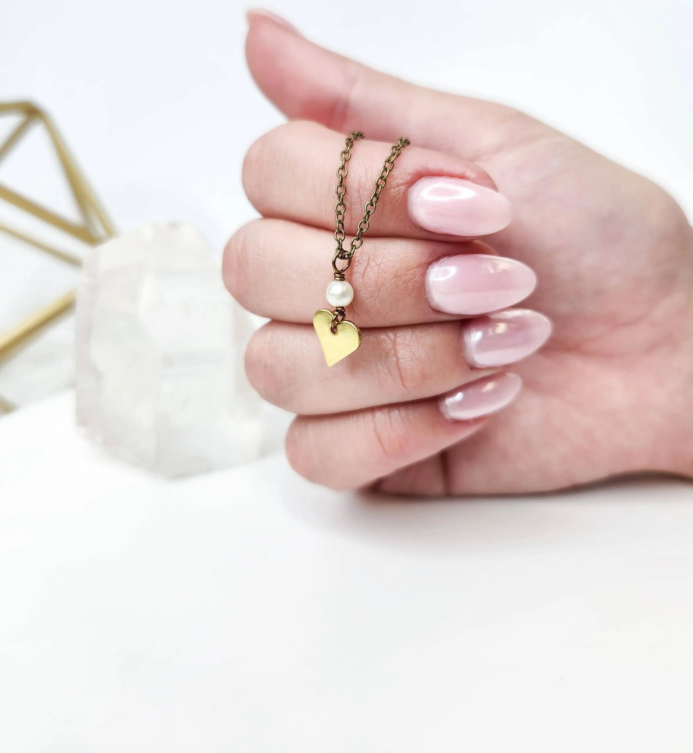 Dainty Heart & Pearl Necklace