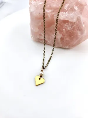 Dainty Heart & Pearl Necklace