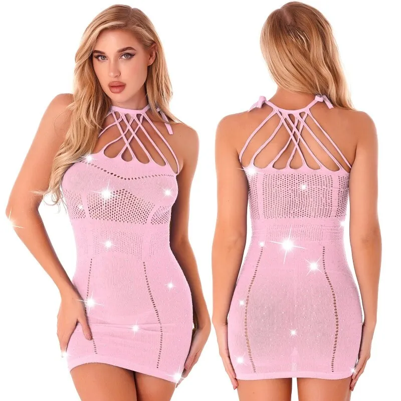 Diamond Dress | Rhinestone Dress | See Through Dress | Sheer Dress | Mesh Dress | See Through lingerie | Fishnet Dress | Transparent Dress