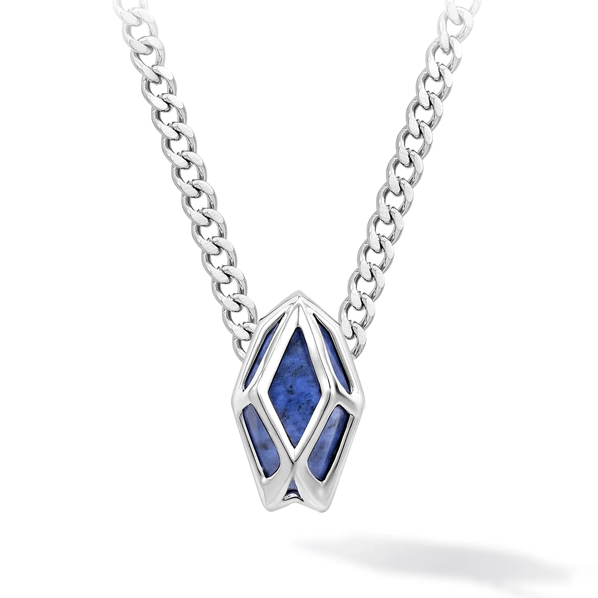 Dumortierite Alien Geometric Logo Necklace