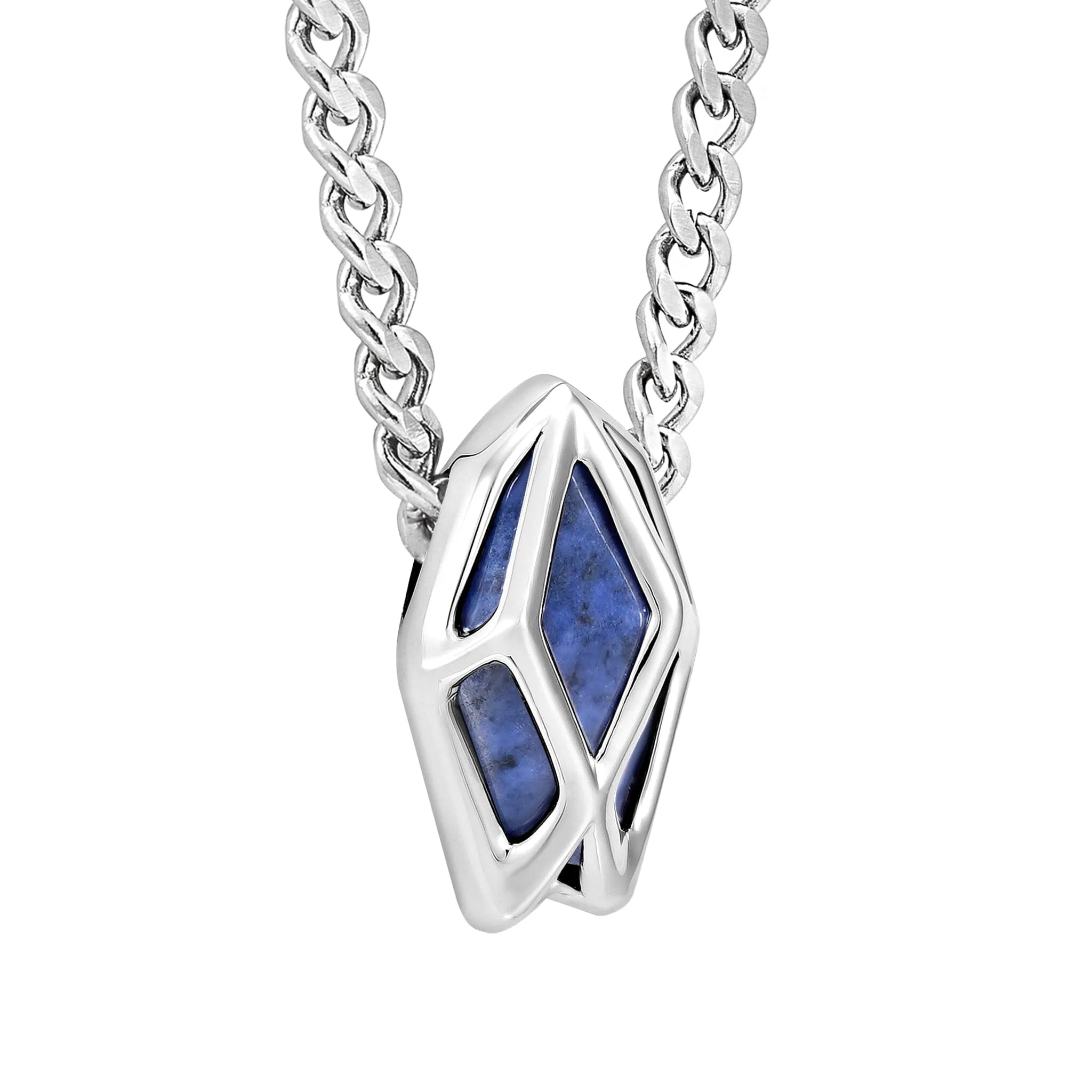 Dumortierite Alien Geometric Logo Necklace