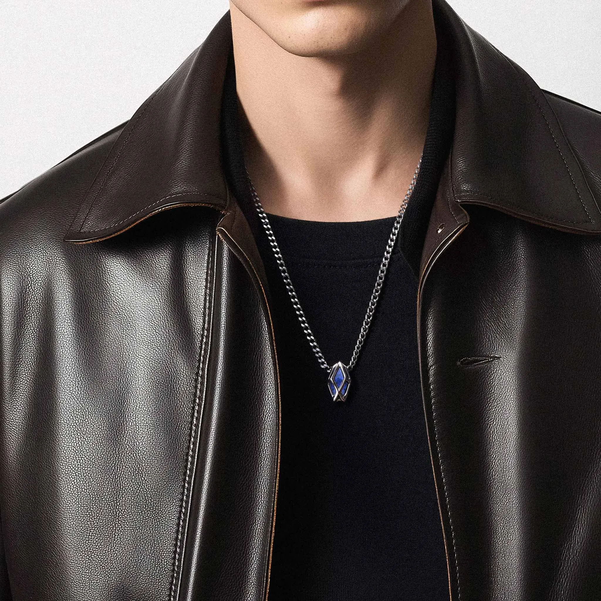 Dumortierite Alien Geometric Logo Necklace