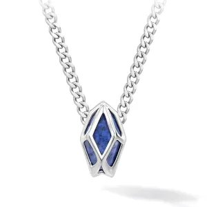 Dumortierite Alien Geometric Logo Necklace
