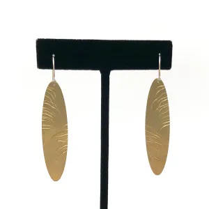 Ekaterina Korzh - Earrings - Brass Ovals with Feather Etching