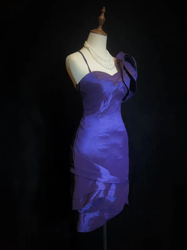 Elegant Spaghetti Strap Sleeveless Short Mermaid Satin Homecoming Dresses For Party Online, HD0917