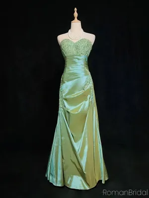 Elegant Sweetheart Sleeveless lace Mermaid Satin Long Prom Dresses For Party Online, OL394