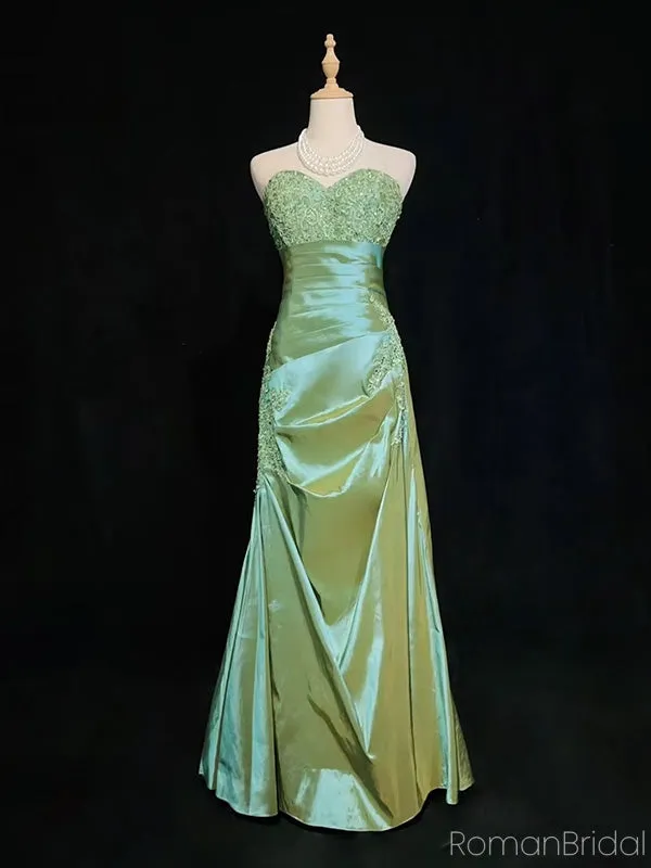 Elegant Sweetheart Sleeveless lace Mermaid Satin Long Prom Dresses For Party Online, OL394
