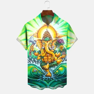 Elephant Animal Button Pocket Leisure Vacation Shirt