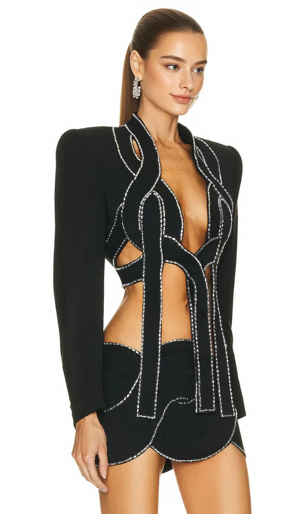 EMBELLISHED ROPE TWO PIECES IN BLACK