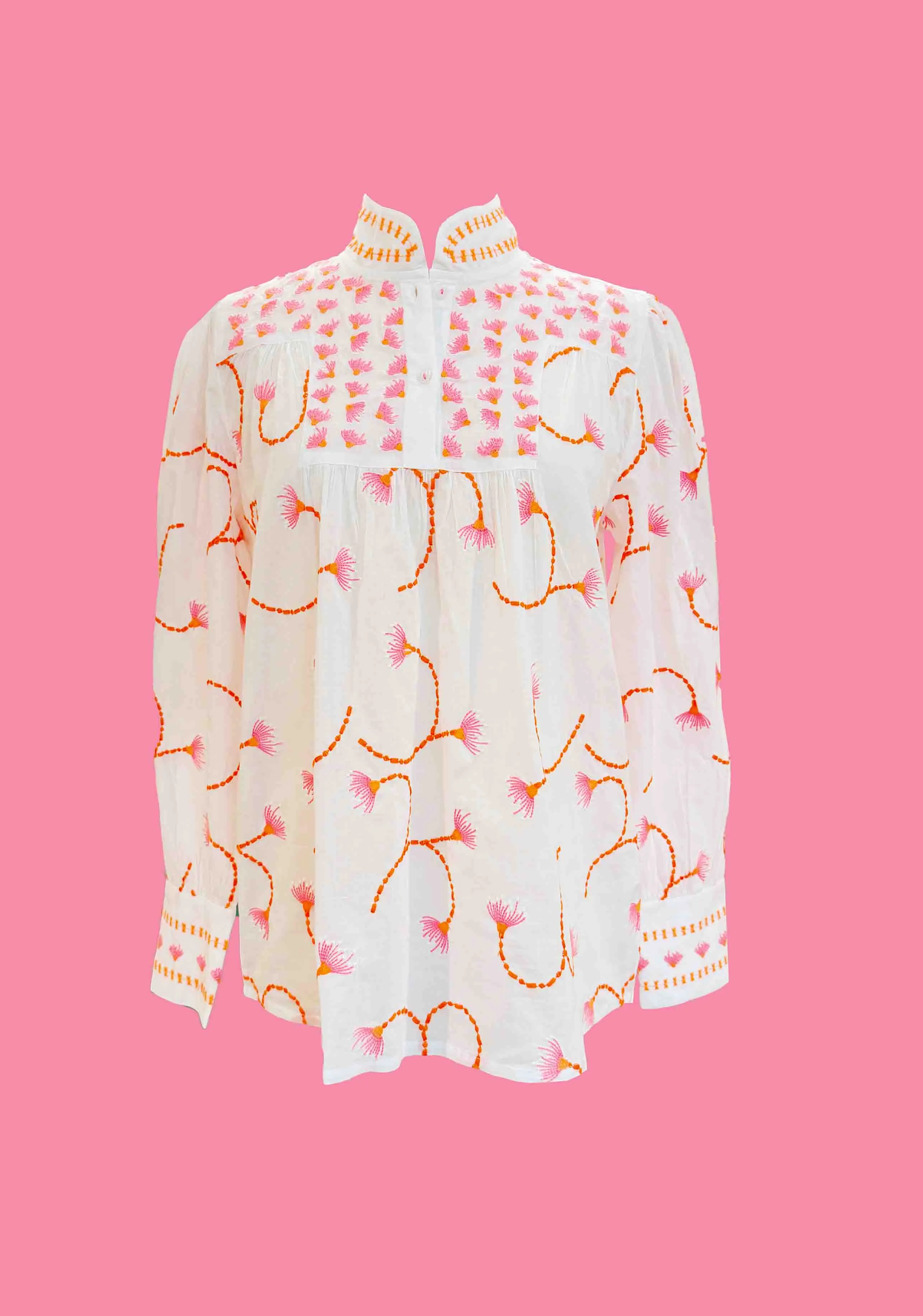 Embroidered Orange Dandelion Blouse
