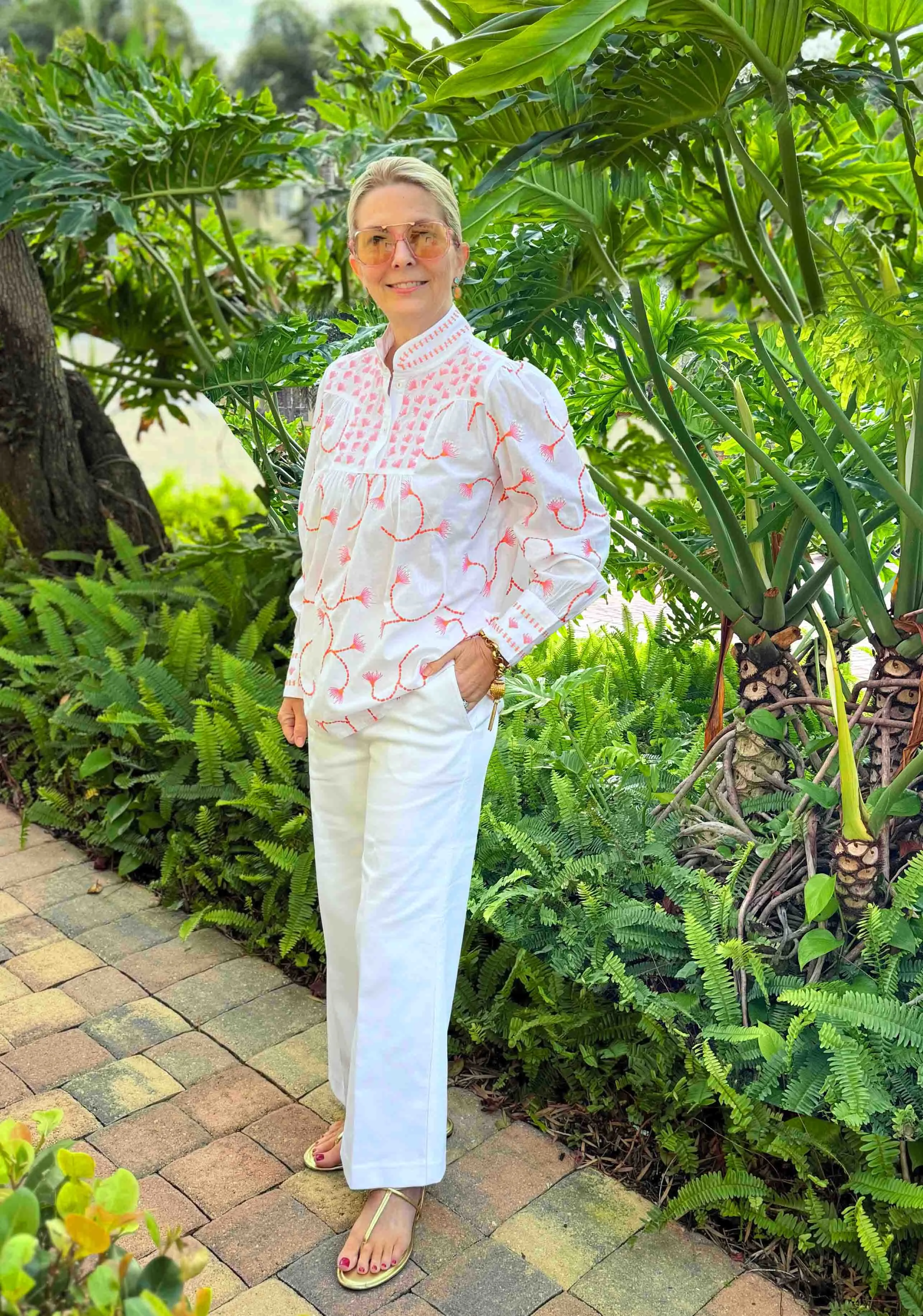 Embroidered Orange Dandelion Blouse