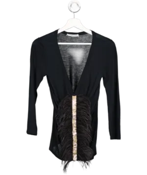 Emilio Pucci Black Ostrich Feather Frill Top UK 8