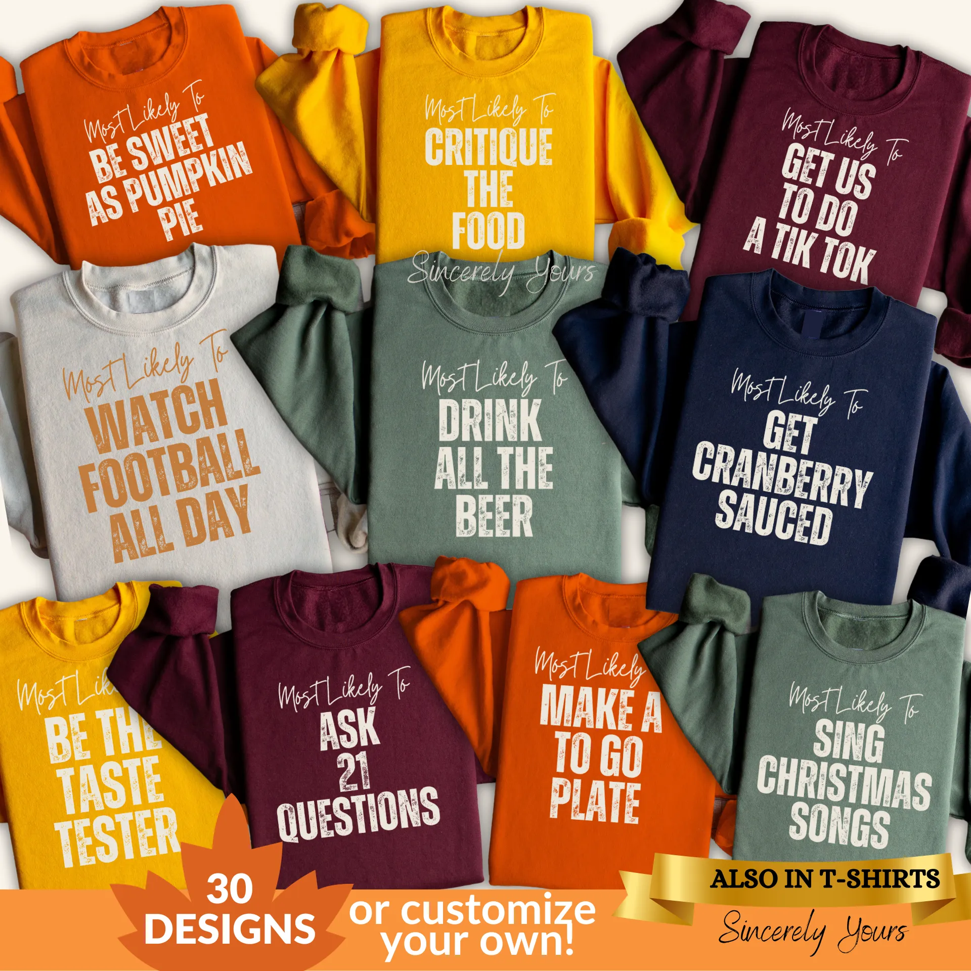 Family Thanksgiving / Friendsgiving Funny Matching Most Likely To - Unisex Shirts