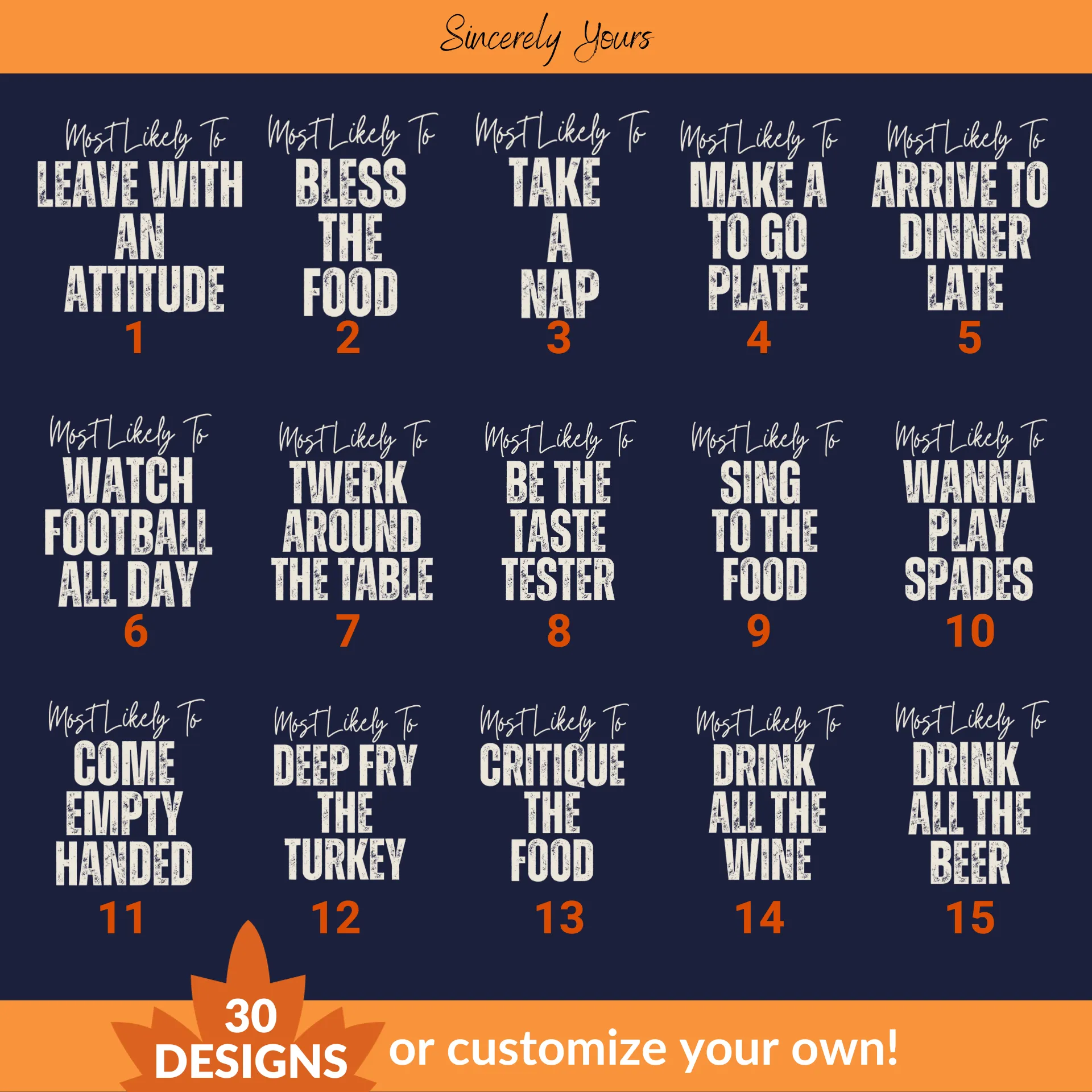 Family Thanksgiving / Friendsgiving Funny Matching Most Likely To - Unisex Shirts