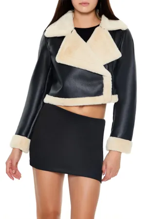 Faux Leather Moto Jacket - Black