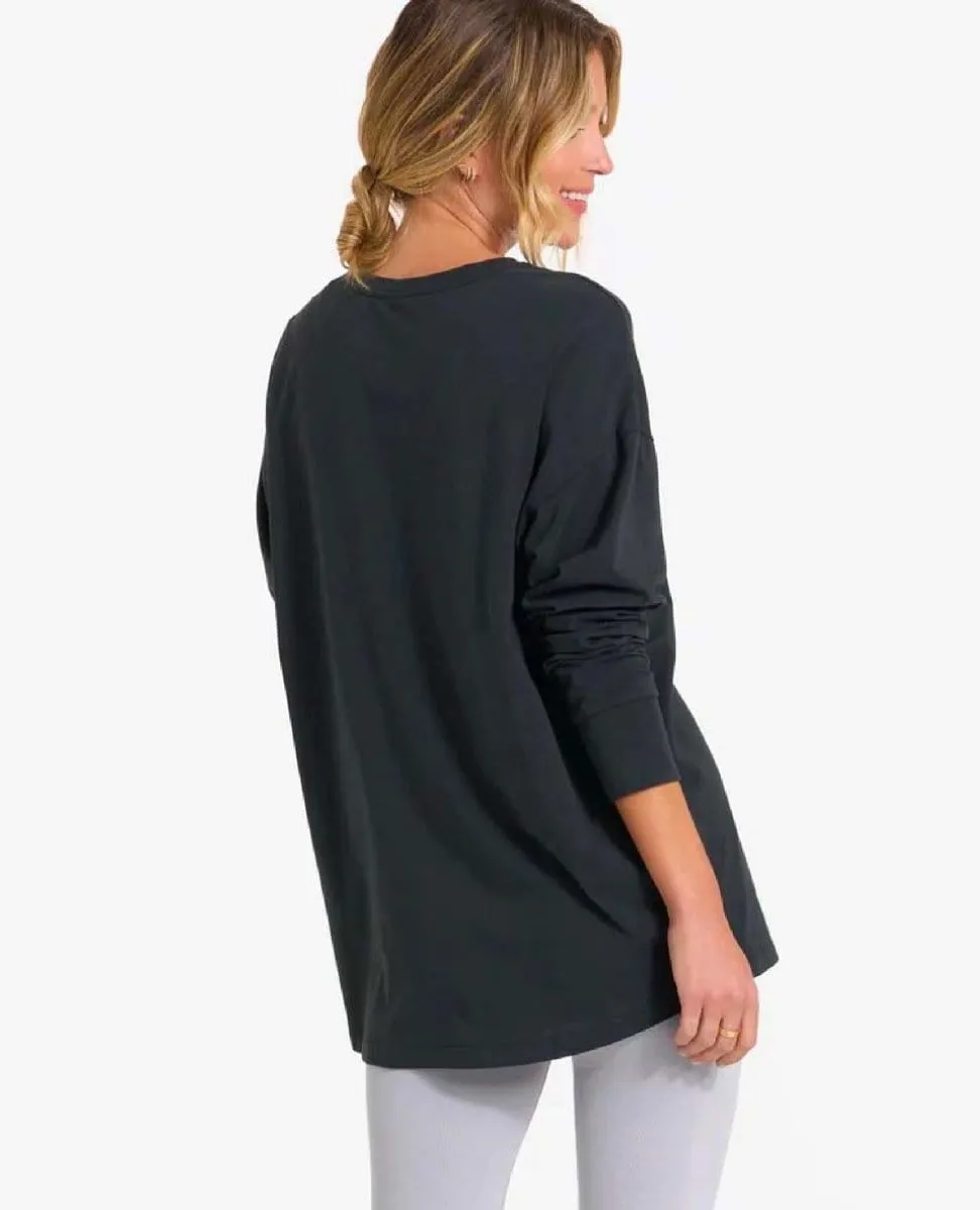 Feather Tee Long Sleeve Washed Black