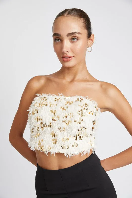 FEATHERED CHIC CROP TOP
