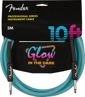 Fender Professional Glow in the Dark Cable, Blue, 10'