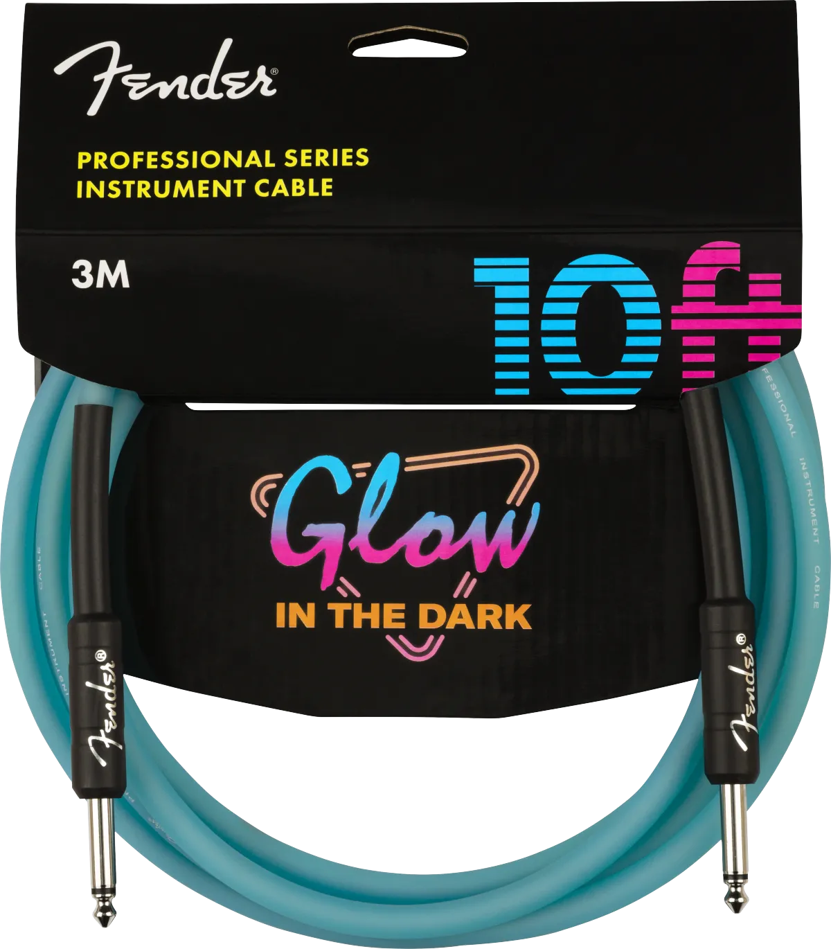 Fender Professional Glow in the Dark Cable, Blue, 10'