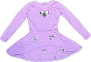 FIREHOUSE- Checkered Heart & Bows Dress (grape)