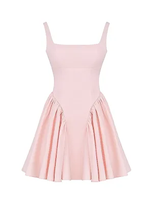 Florraine Bow Mini Dress in Soft Peach