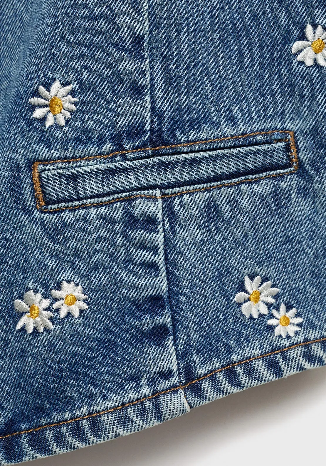 Flower embroidered crop vest - Open Blue