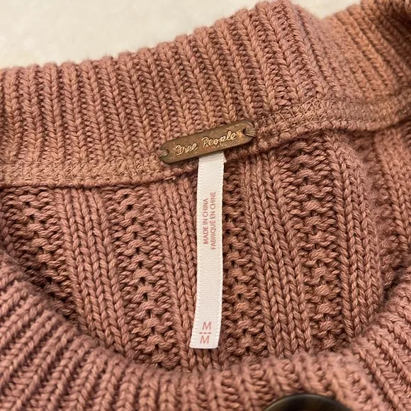 Free People All Yours Cardi Mocha Cardigan Sweater Size Medium